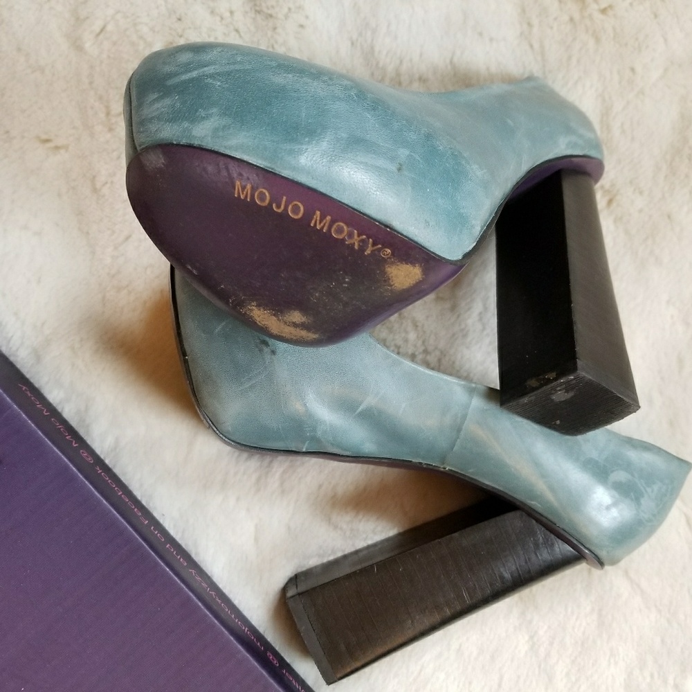 👠RARE👠MOJO MOXY revenge blue pump stacked heels - Picture 5 of 8